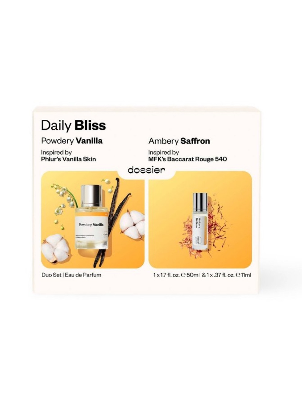 Dossier Daily Bliss Powdery Vanilla & Amberly Saffron Duo